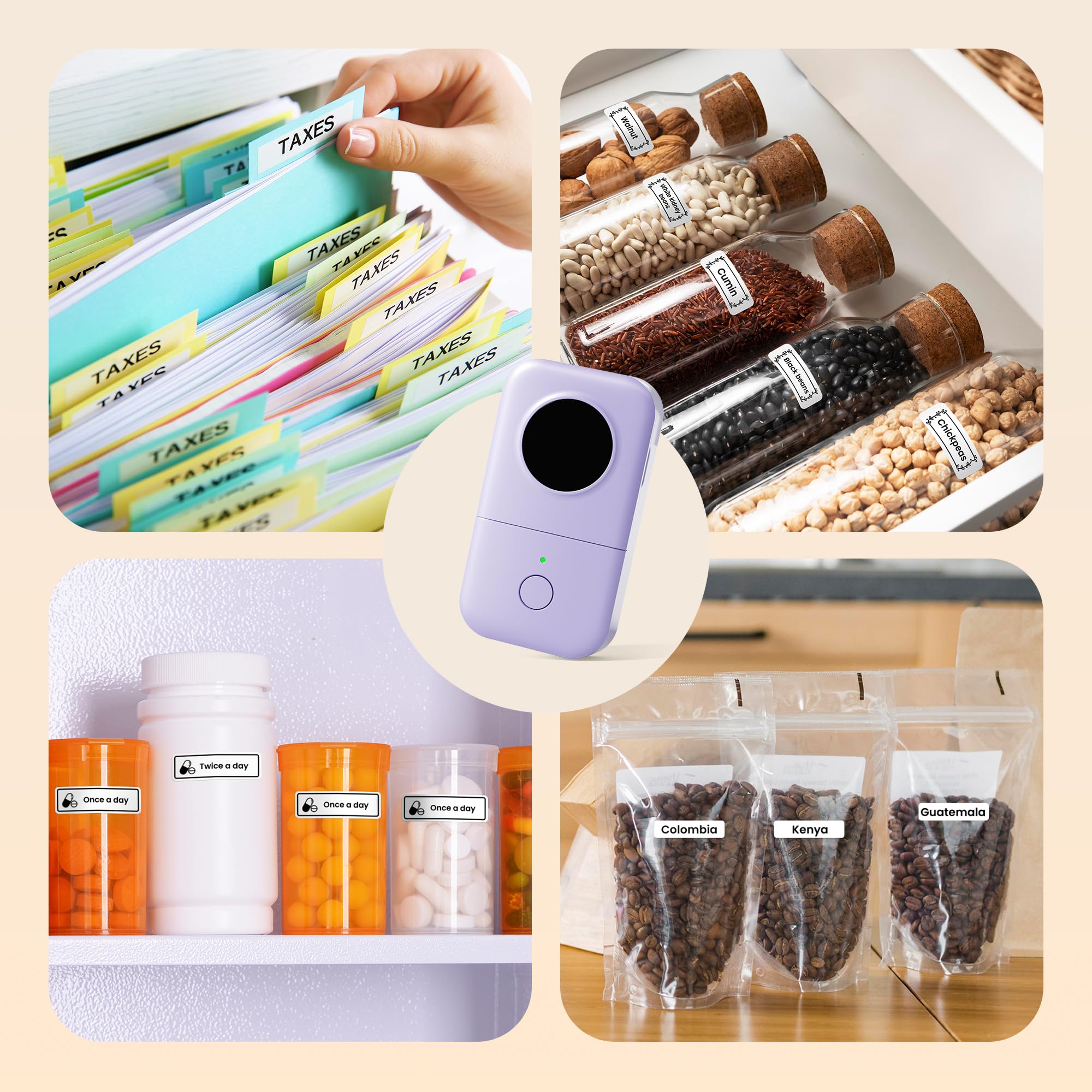 Phomemo D30 Etikettiergerät, Bluetooth Etikettendrucker Selbstklebend Beschriftungsgerät, Thermo Label Printer für Zuhause, Schule, Küche, Büro, Mini Ettikettiergeraet für iOS & Android, Violett