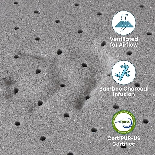 Miniatura 2 de Sleepmax Cubrecolchón firme de 3 pulgadas, tamaño individual, cubrecolchón de espuma viscoelástica extra firme para aliviar el dolor, cubrecolchón