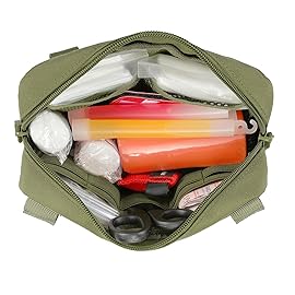 FRTKK Tactical Molle Admin Pouch Utility Laser Cut EDC Tool Pouch Bag Horizontal Modular Pouches Include US Flag Patch and Keychain (Army Green)