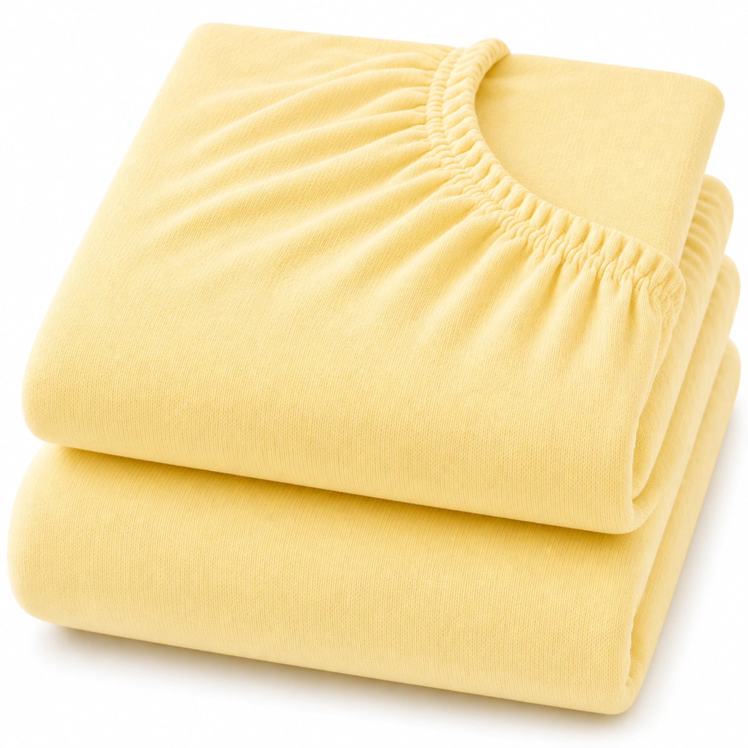 Dudu N Girlie 2 Pack Cot Bed Fitted Sheets 140x70cm Yellow 100% Cotton Jersey Soft Toddler Bedding
