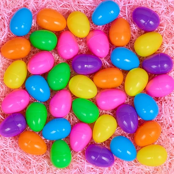 54PCS Fillable Easter Eggs 2.17'' Plastic Hinged Eggs in 6 Colors Bulk Eggs for Hunt, Party, Basket Fillers