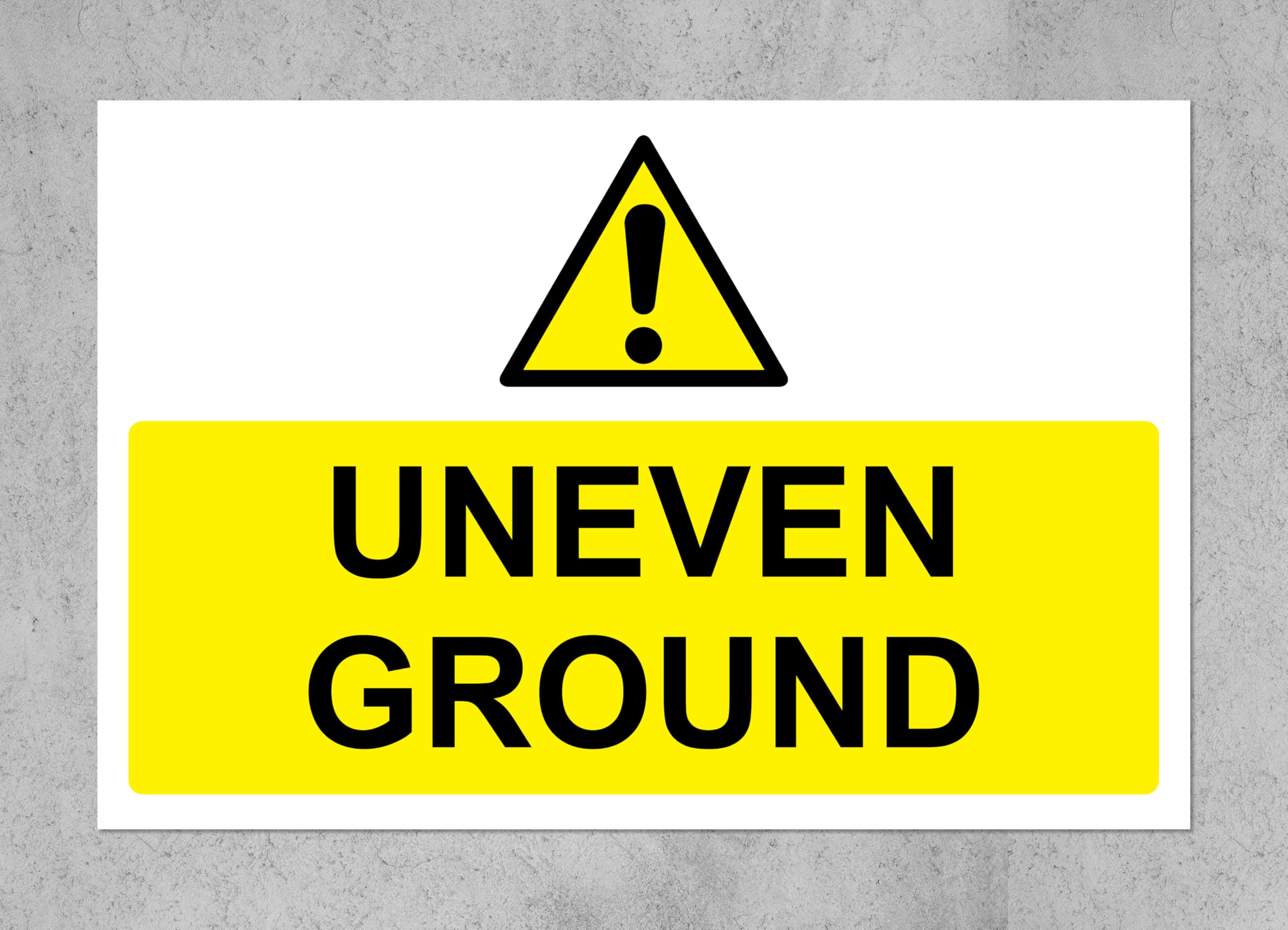 Uneven Ground Sign - Self Adhesive Sticker 300mm x 200mm