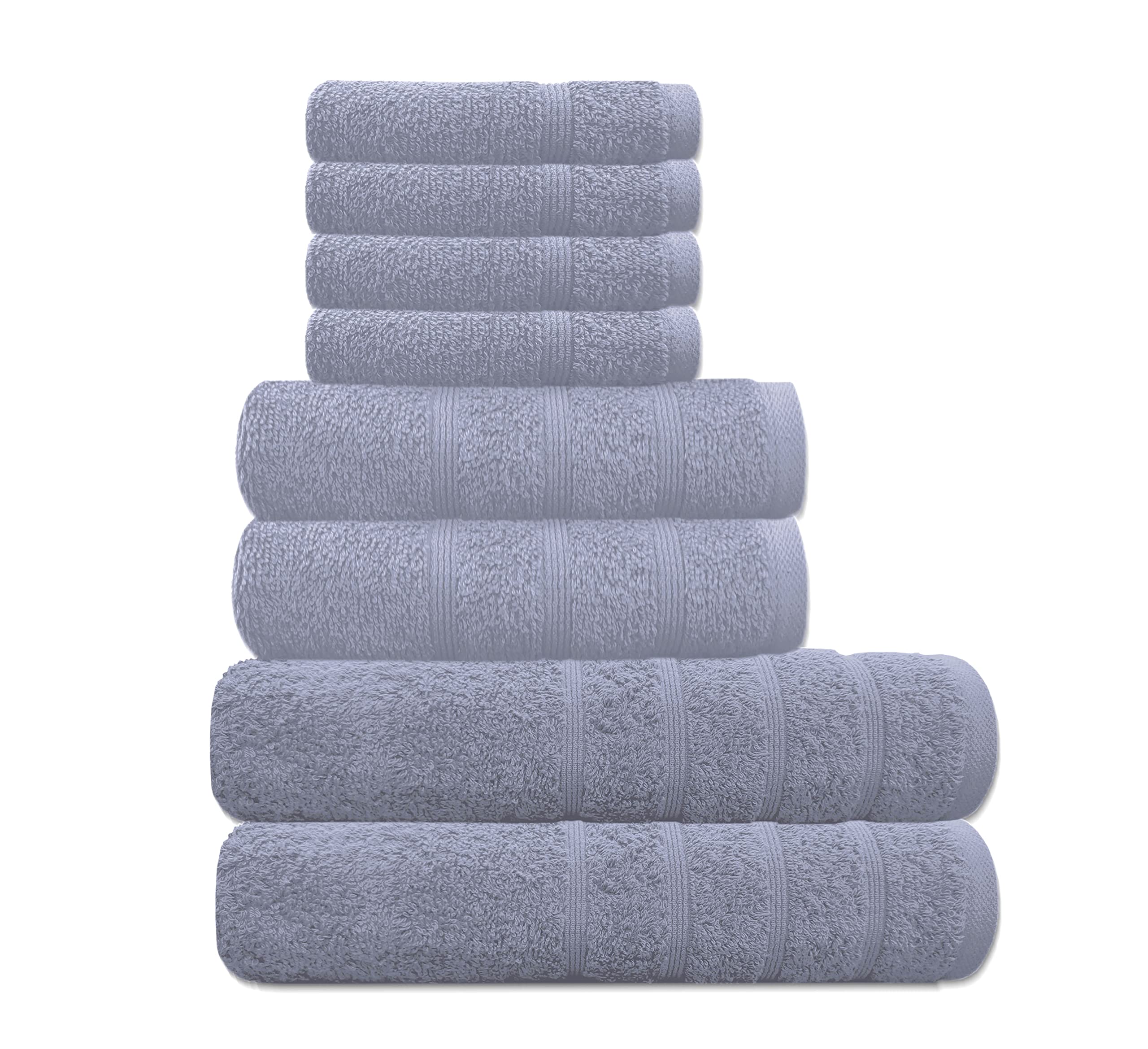 A & B Traders Silver Towels Bale Set, - Premium Cotton Bathroom Towels - Ringspun 550 Gsm - 4X Facecloths 2X Hand Towels 2X Bath Towels - Soft Absorbent Quick Dry