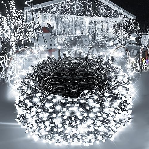 Luces de Navidad, 1000 luces LED de 66 pies, impermeables, temporizador para exteriores, 8 modos, guirnalda de luces LED, tira de luces LED para