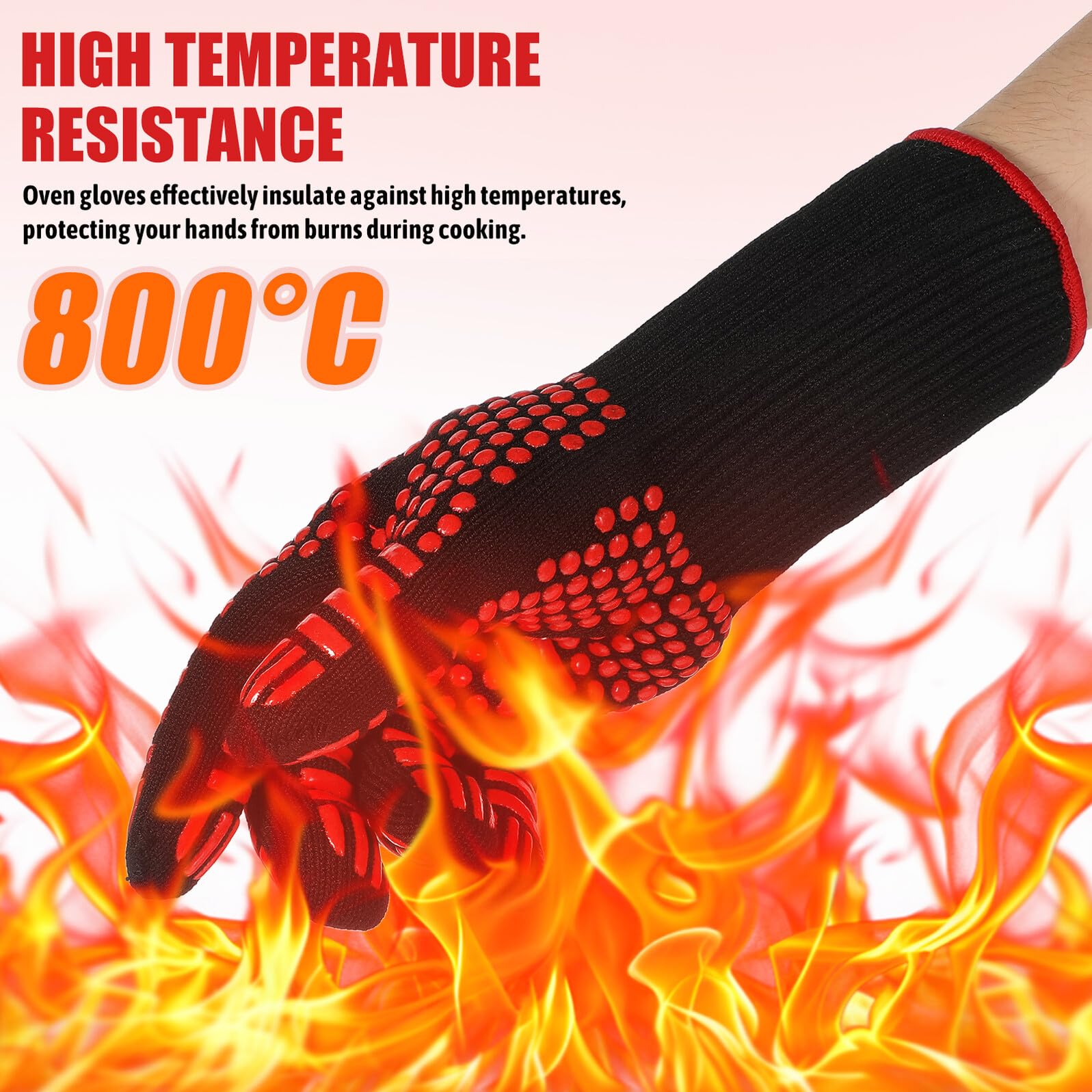 Guantes Aislamiento Térmico para Cocinar Asar y Hornear Guantes de Cocina Resistentes al Calor para Barbacoa y Uso el Horno