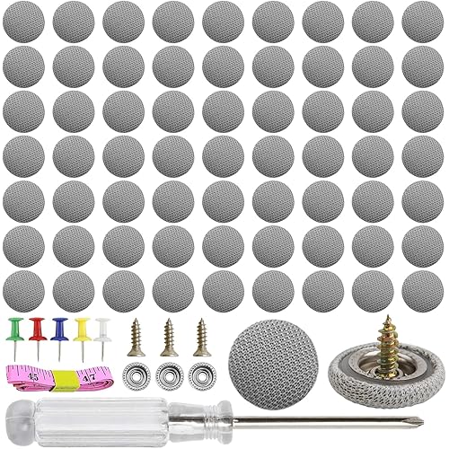 65 Set Automotive Car Roof Headliner Repair Button Pins Kit - 262 Pcs Universal Auto Roof Snap Rivets Retainers with Installation Tool for Car Roof Fixed, Fits All Cars (Grey Grid)