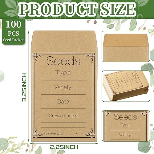 Miniatura 2 de 100 paquetes de semillas de papel kraft sin relleno, sobres de semillas rústicas, sobres de semillas rústicas, paquetes de almacenamiento de