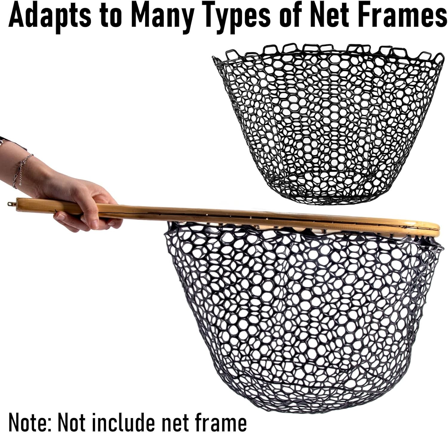 Alwonder Fishing Nets Silicone Replacement Netting, Clear Black Fly Ice Fishing Net Landing Kayak Nets Without Handle for Freshwater Saltwater Foldable Soft Flexible Trout Net Silicone Mesh