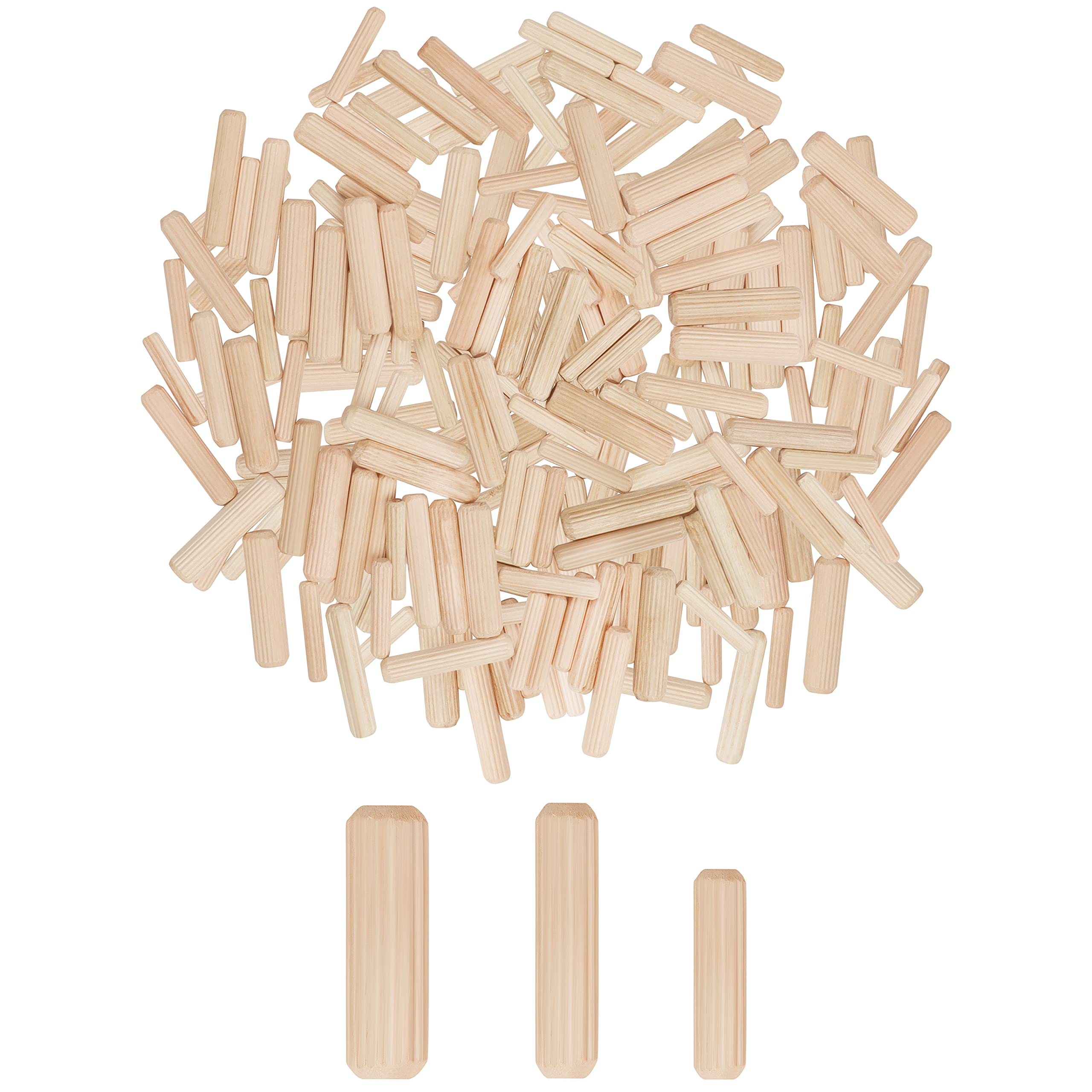 Buy Belle Vous 400 Pack Wooden Fluted Dowel Pins 6mm, 8mm & 10mm Ribbed Grooved Wood Dowels