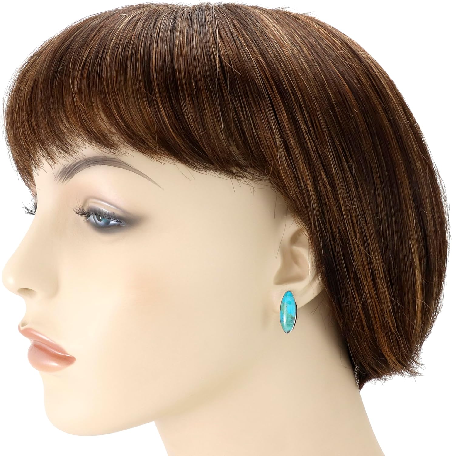 Matching Turquoise Pendant & Earrings Set 925 Sterling Silver (Pendant, Earrings, Stainless Necklace 20") - Image 3