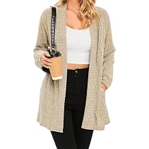 iChunhua Women's Casual Oversized Raglan Sleeve Ribbed Lightweight Long Open Front Cardigans Sweater Tops with Pockets
