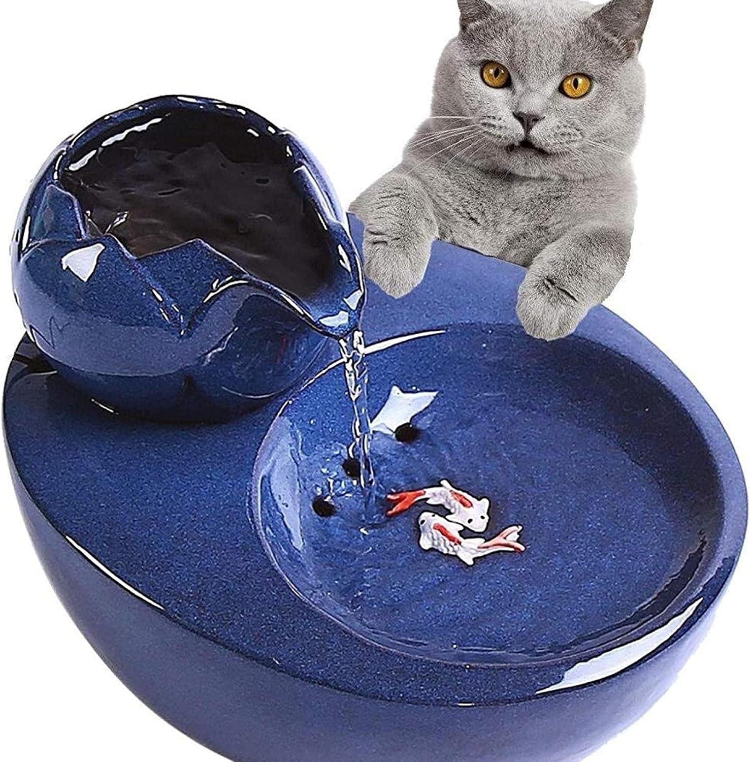 EBWLI ペットウォーターディスペンサー 陶磁器のペットの水の噴水 猫の