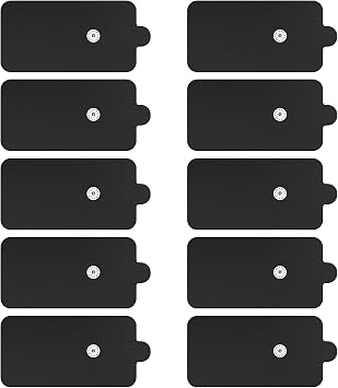 Belifu TENS Unit Electrode Pads Reusable Self-Adhesive Replacement Massage Pads Latex Free, Standard Connection Snap on 3.5mm Cable for Tens EMS Massager