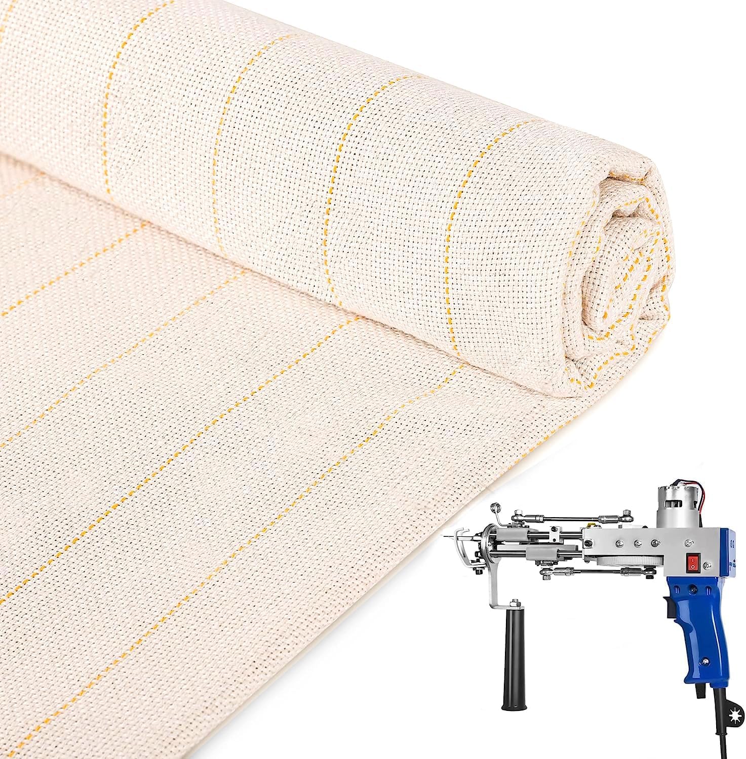 Tufting Cloth 215×200CM, Riiai Primary Tufting Cloth Durable and Stretches Well On The Frame, Monk Cloth with Mark Lines and Sewn Edges, Perfect for Rug Tufting Gun and Rug Punch Needle (TFC002)