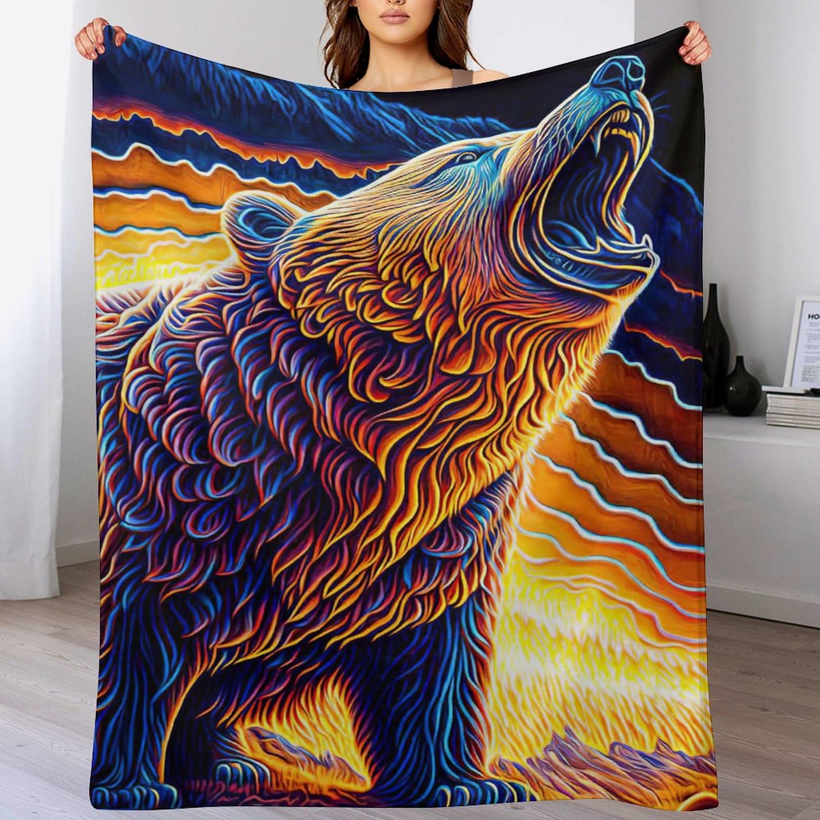 Jeté de lit ours en flanelle pour des soirées cocooning sur le canapé