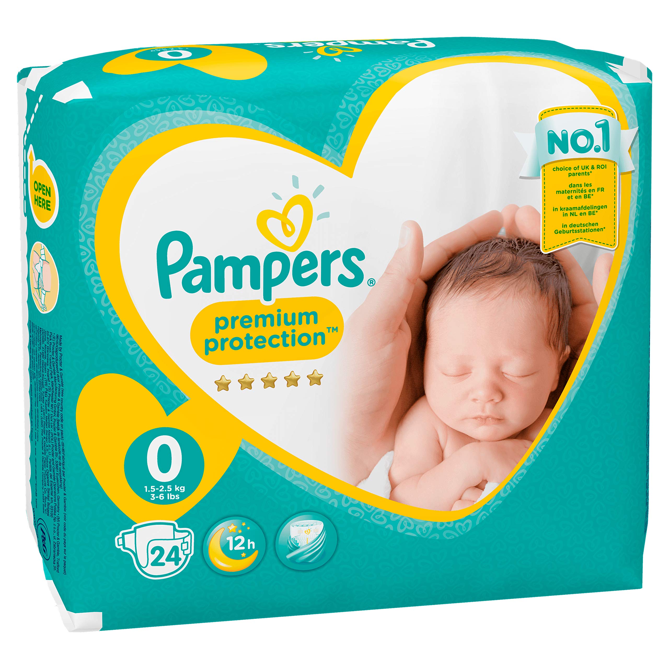 Pampers Premium Protection New Baby Größe 0, 1.5-2.5 kg, 6 x 24 Windeln