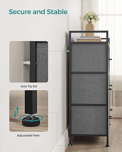 Miniatura 9 de SONGMICS Cómoda para dormitorio, pecho, organizador de ropa, unidad de almacenamiento, 7 cajones de tela con asas, 11.8 pulgadas de profundidad x