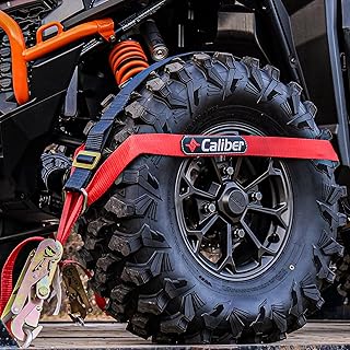Caliber Trailblazer ORV Heavy-Duty Tie Down Straps, 2-Way Tension Around Tire with 11,000 lbs. Break Strength, 4-Pack