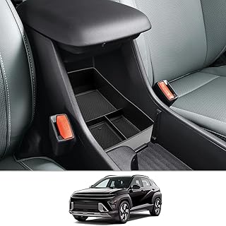 CDEFG Compatible with Hyundai Kona SX2 2024 2025 Centre Console Armrest Storage Box Glove Box Storage Car Centre Console Organiser Tray Kona Hybird 2024 Accessories (Black)