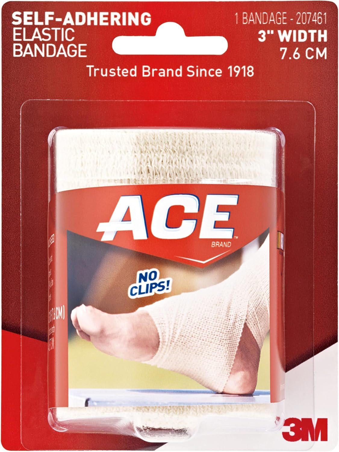 ACE™ Brand 3 Inch Self-Adhering Elastic Bandage, No Clips, Beige, Great for Elbow, Ankle, Knee and More, 2 Count