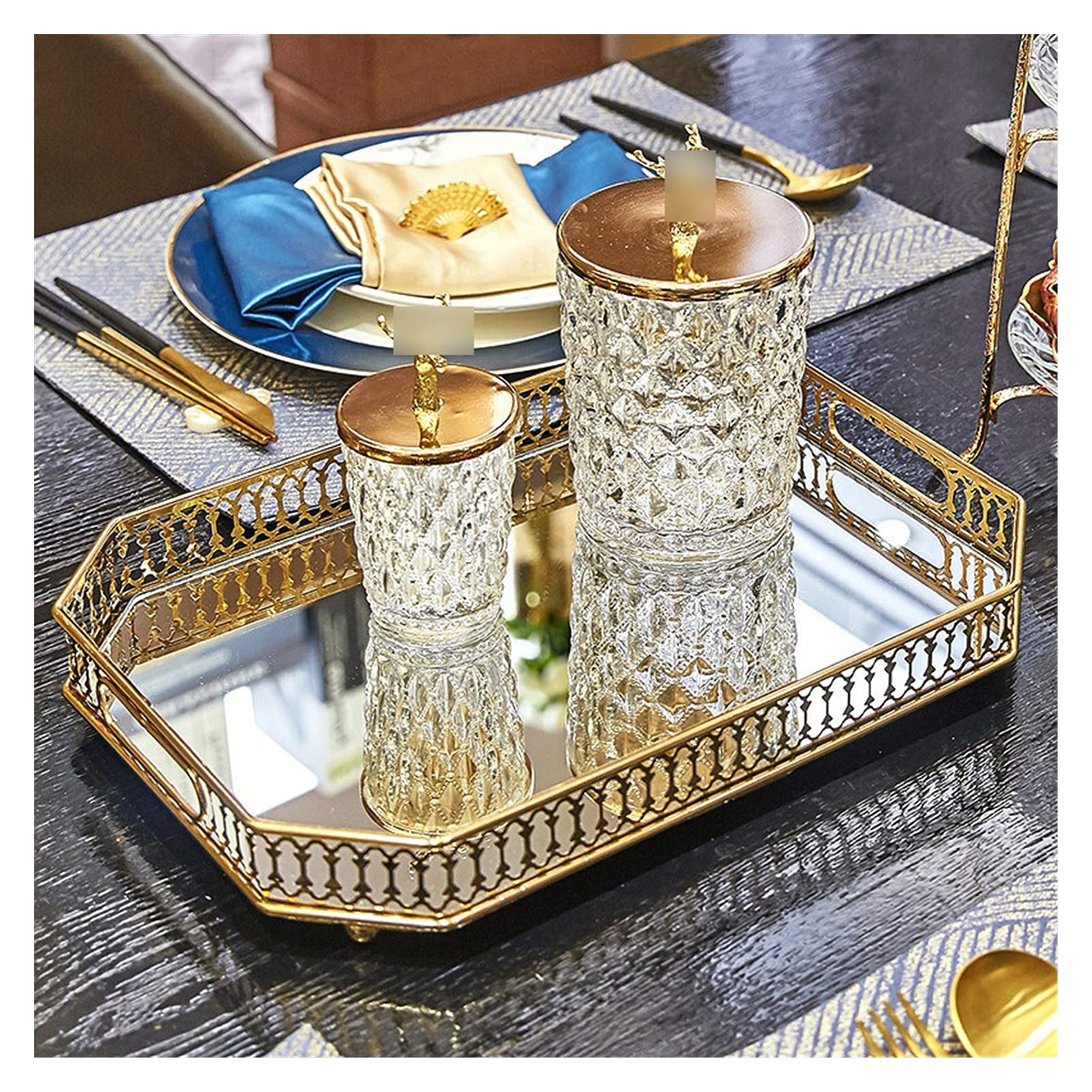 Plateau De Service Métal Miroir – 37,5 X 25 Cm – Argenté, Occasion