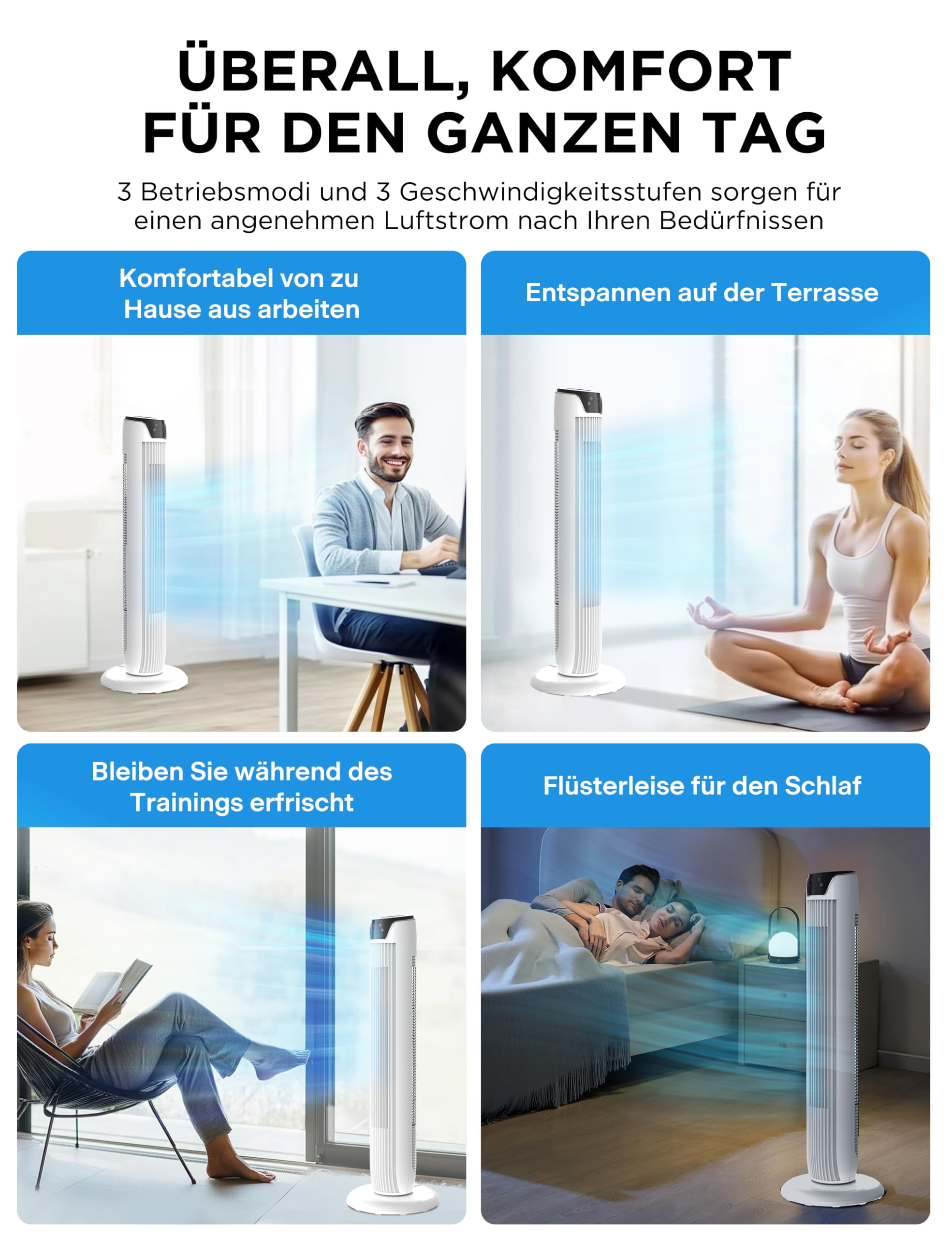 Midea FZ10-17JR(WH) Turmventilator Leise mit Fernbedienung 92CM – Bild 8
