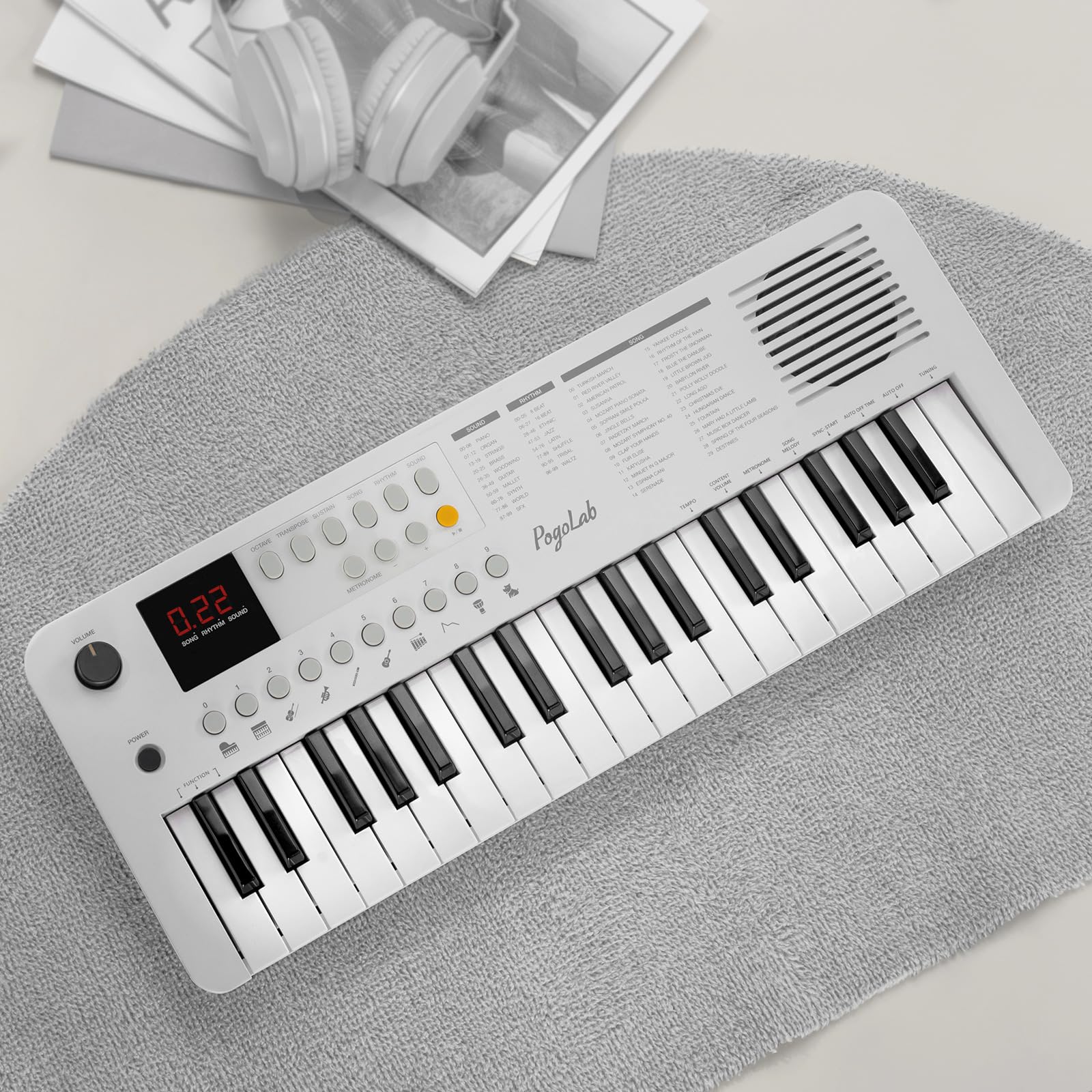 POGOLAB MK1 - Piano de teclado para niños de 37 teclas, mini piano multifunción portátil con excelente calidad de sonido, altavoz integrado y pantalla LED, pequeño teclado de música eléctrico, regalo
