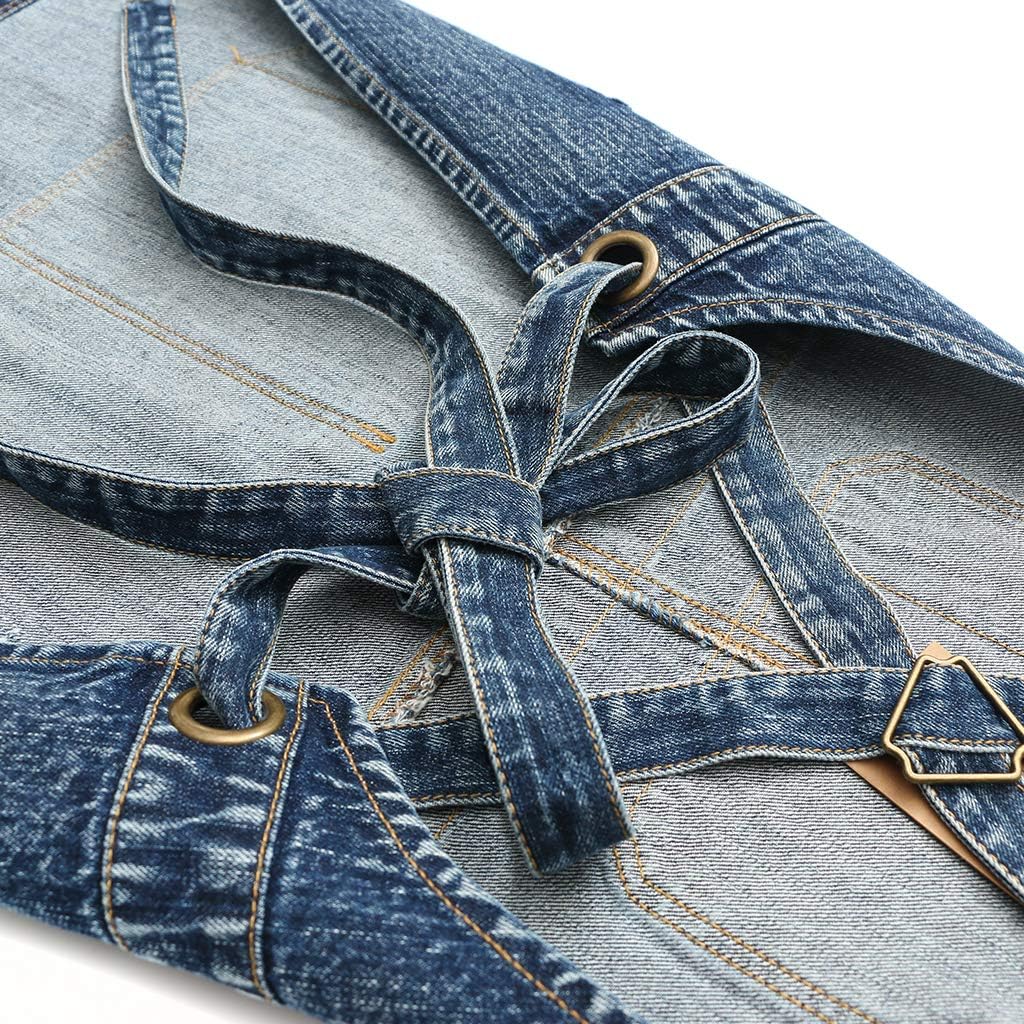 Jeanerlor Cotton Work Apron with Pockets for Women and Men Cross Straps & Adjustable S to XXXL 2 Size