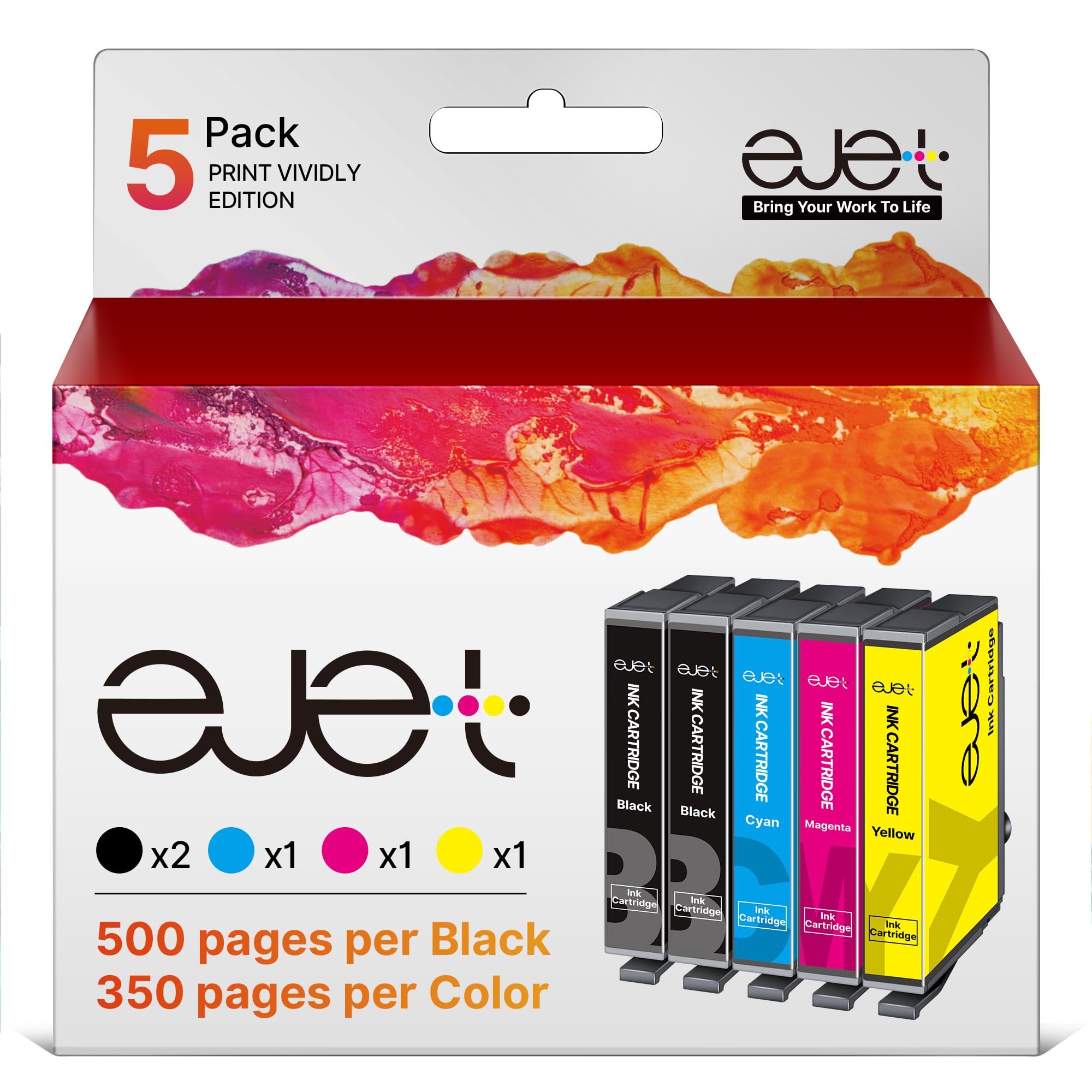 ejet Kompatibel für 603XL Druckerpatronen Kompatibel für Epson 603 XL Multipack für Expression Home XP-3100 XP-3105 XP-2100 XP-2105 XP-4100 XP-4105 Workforce WF-2830 WF-2835-WF 2850 (5er-Pack)