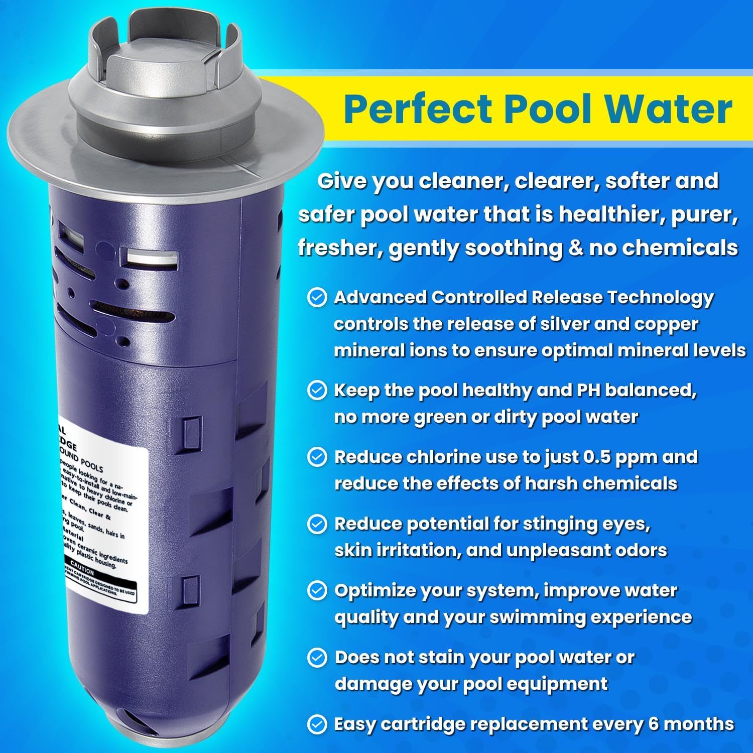 Replacement for Nature2 Duoclear 45 Mineral Cartridge W28002 W26002 for All Zodiac Duoclear & Nature2 Fusion, Fusion Soft, Vision Pro System Aboveground Ingroud Swimming Pool Up to 45,000 Gallons