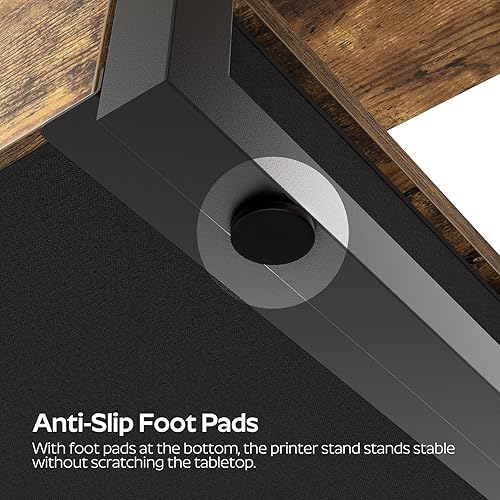 Miniatura 9 de Desktop Printer Stand, 2-Tier Printer Table with Non-Woven Drawer, Multi-Purpose Desk Organizer for Home Office, Under Desk Open Organizer Shelf,