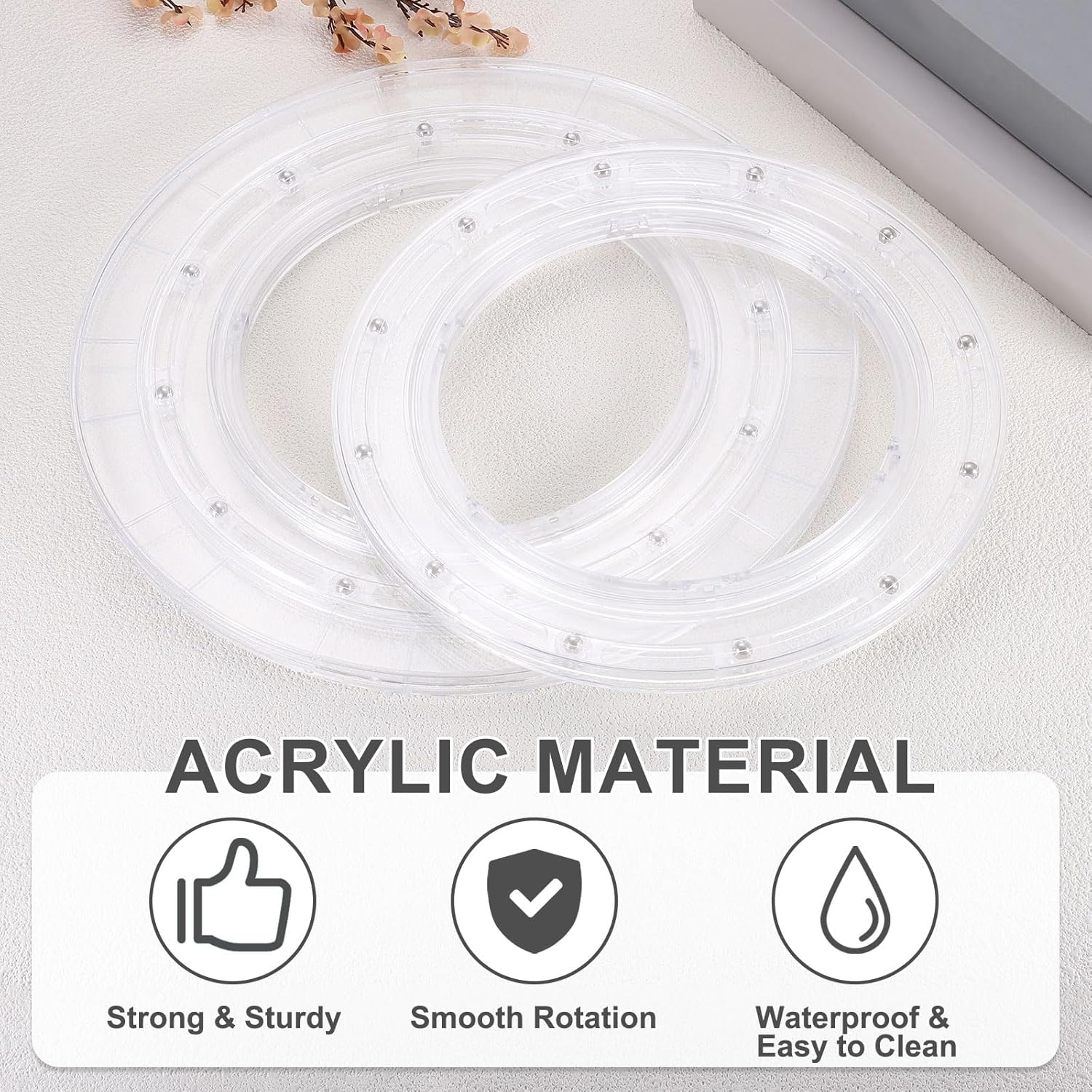 uxcell 2Pcs Acrylic Lazy Susan Turntable, 10 Inch Clear Turntable Organizer Ball Bearing 360 Degree Ring Rotating Tray for Spice Rack Table Cake Kitchen Pantry Decorating Bathrooms