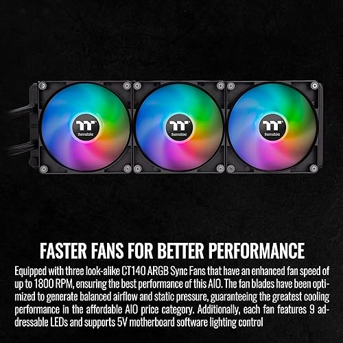 Miniatura 38 de Thermaltake TH120 ARGB Sync V2 - Enfriador líquido de CPU/Enfriamiento líquido ALO/ventilador 4.724 in*1/PWM 500 ~ 2000 RPM/Mirror Waterblock/MB