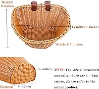 Vista 5 de Cesta para bicicleta, cesta de almacenamiento frontal para manillar con correas de cuero ajustables, accesorios de bicicleta, tejida a mano