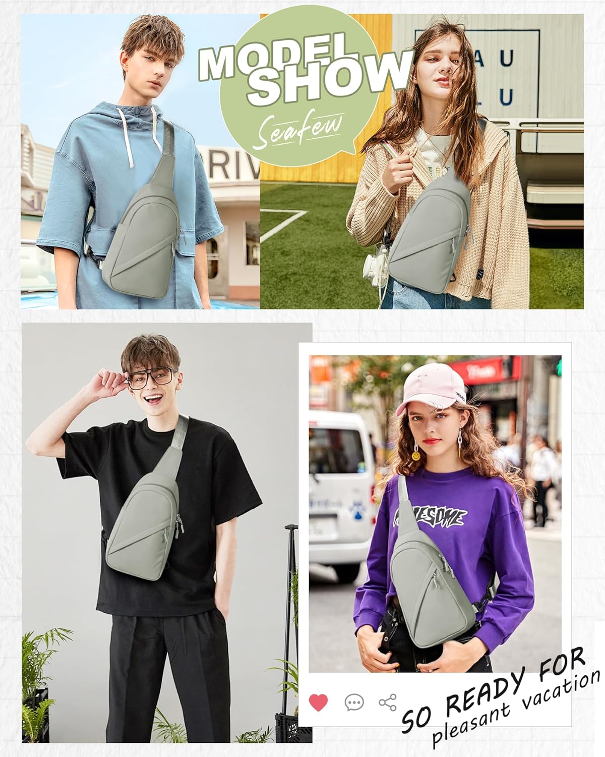 SEAFEW Small Green Sling Bag Crossbody Backpack Shoulder Bag for Men Women, Multipurpose Anti-Theft Cross Body Chest Bags, One Strap Backpack for Walking Biking Travel Cycling - Image 7