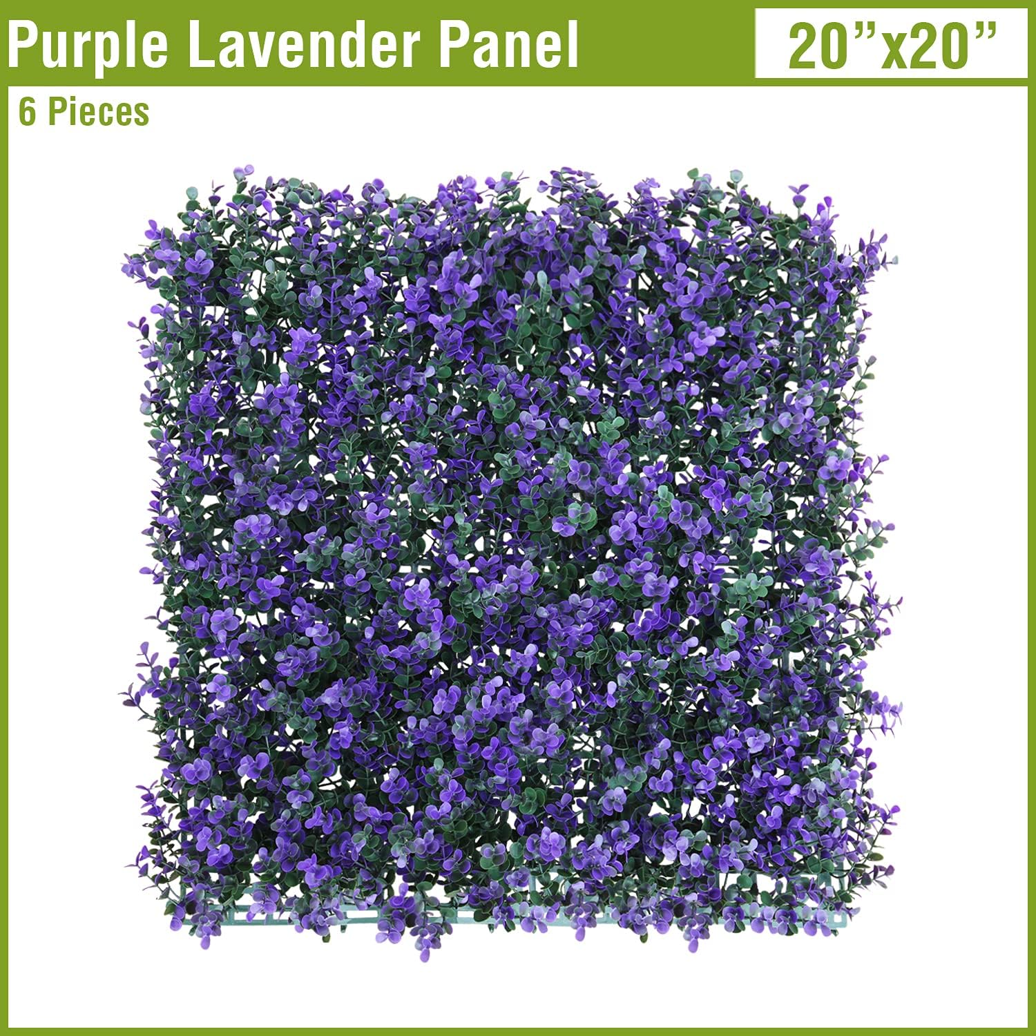 6PCS 20''×20'' Artificial Boxwood Panels Topiary Hedge Plant Privacy Screen Faux Ivy Greenery Grass Backdrop Wall Décor UV Protected for Outdoor Indoor Garden Fence Backyard