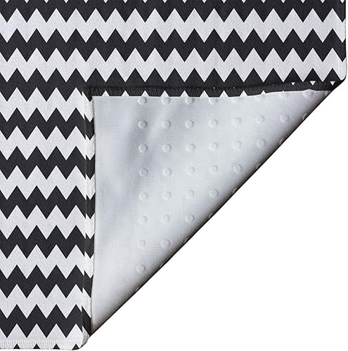 Miniatura 4 de Ambesonne Toalla para esterilla de yoga Chevron, zigzags en blanco y negro, inspirada en flechas afiladas, clásica, retro, mosaico, monocromo,