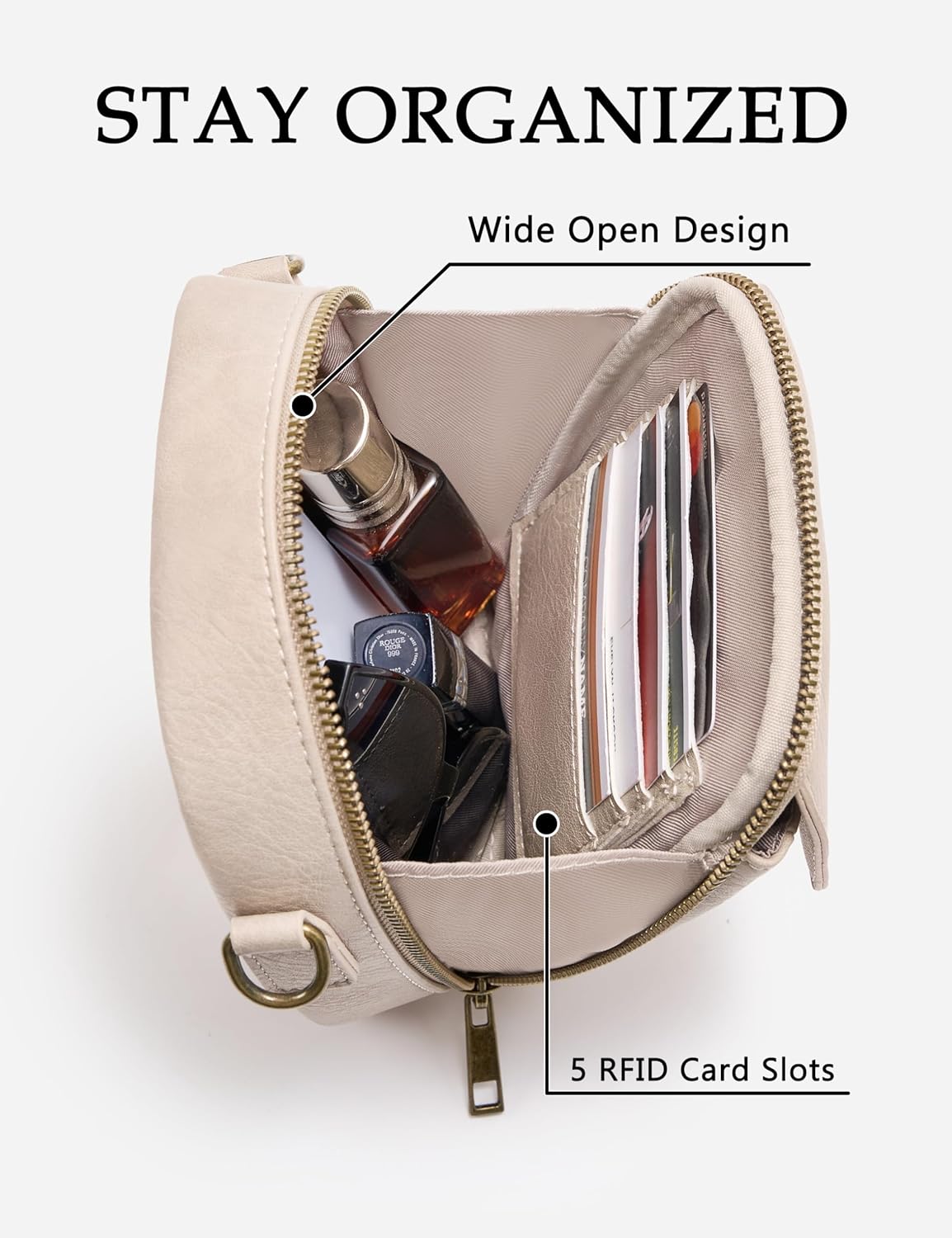 Yarnic Small Crossbody Bag, Vegan Leather Cell Phone Purse for Women, Vintage Wallet Bag with Card Slots - Image 5