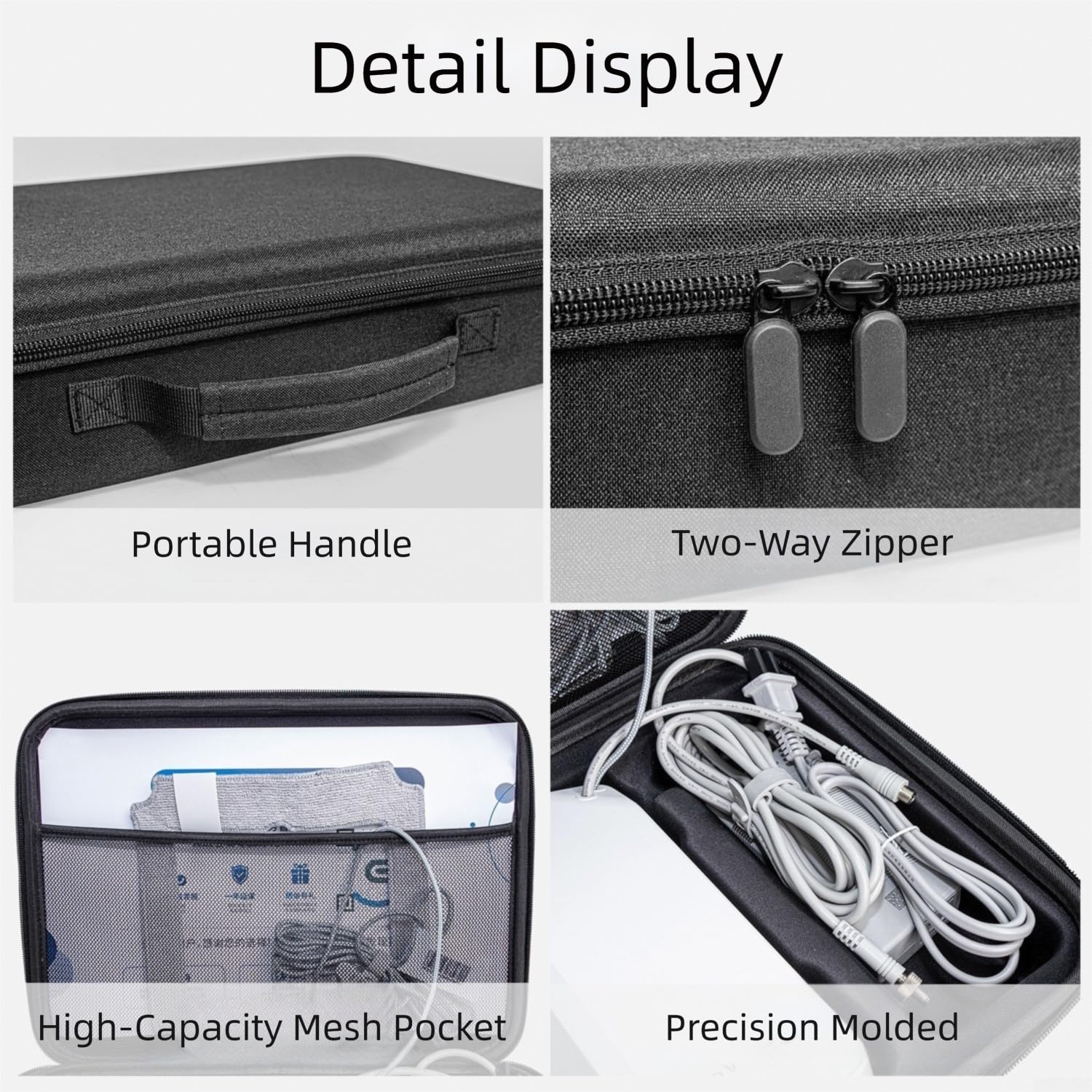 Borsa portaoggetti per ECOVACS per Mini EVA per WINBOT, organizer antiurto antigraffio con manico, doppia cerniera, tasca in rete, linguetta a due vie, custodia leggera da viaggio (nero)