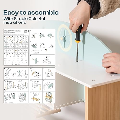 Miniatura 6 de ROBUD Kinder Holzspielküche,Küchenspielzeug,Spielzeugküche,für Jungen und Mädchen ab 3 años