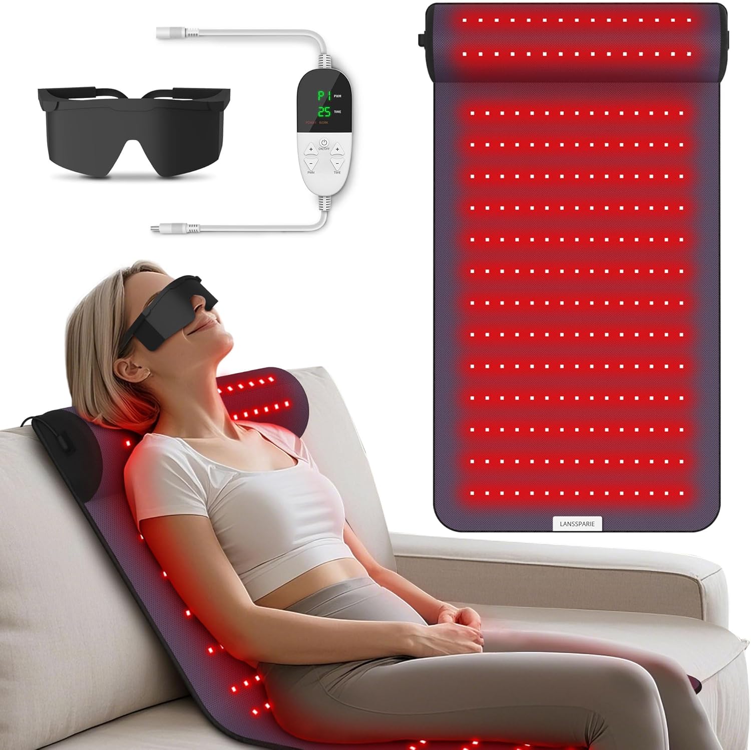 Red Light Therapy Mat with Neck Support, Large 35.8"x19" | 660nm & 850nm Near Infrared Light Therapy Pad for Body, Dual-Wavelength Red Light Therapy Blanket for Pain Relief, Muscle Recovery