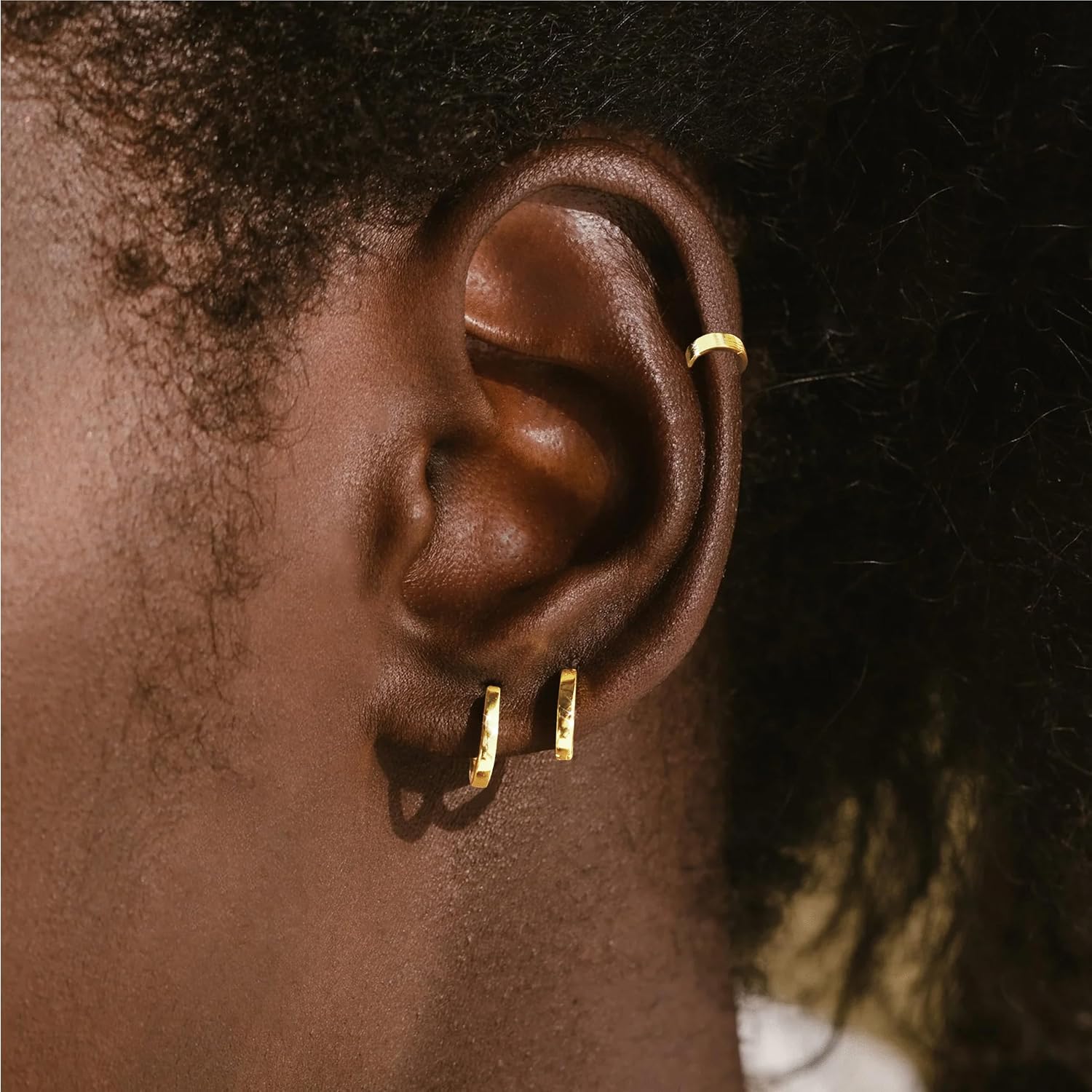 Poxtex Small Gold Huggie Hoop Earrings Stacks for Women, Hypoallergenic 925 Sterling Silver Stud Earring for Multiple Piercings, Lightweight Mini Cute Dainty Trendy Cartilage Hoops Jewelry Set Gift image 3