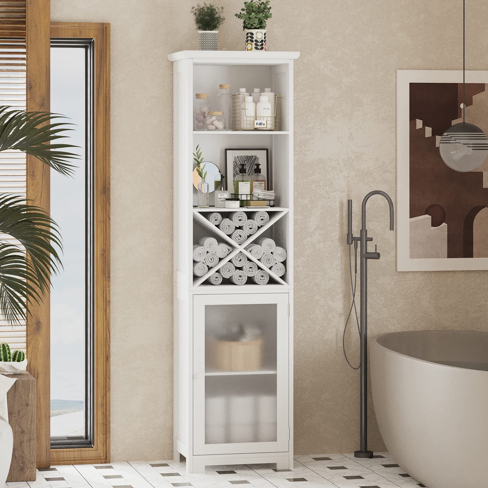 Buy Tiptiper Bathroom Tall Narrow Storage with Doors, 2 Open