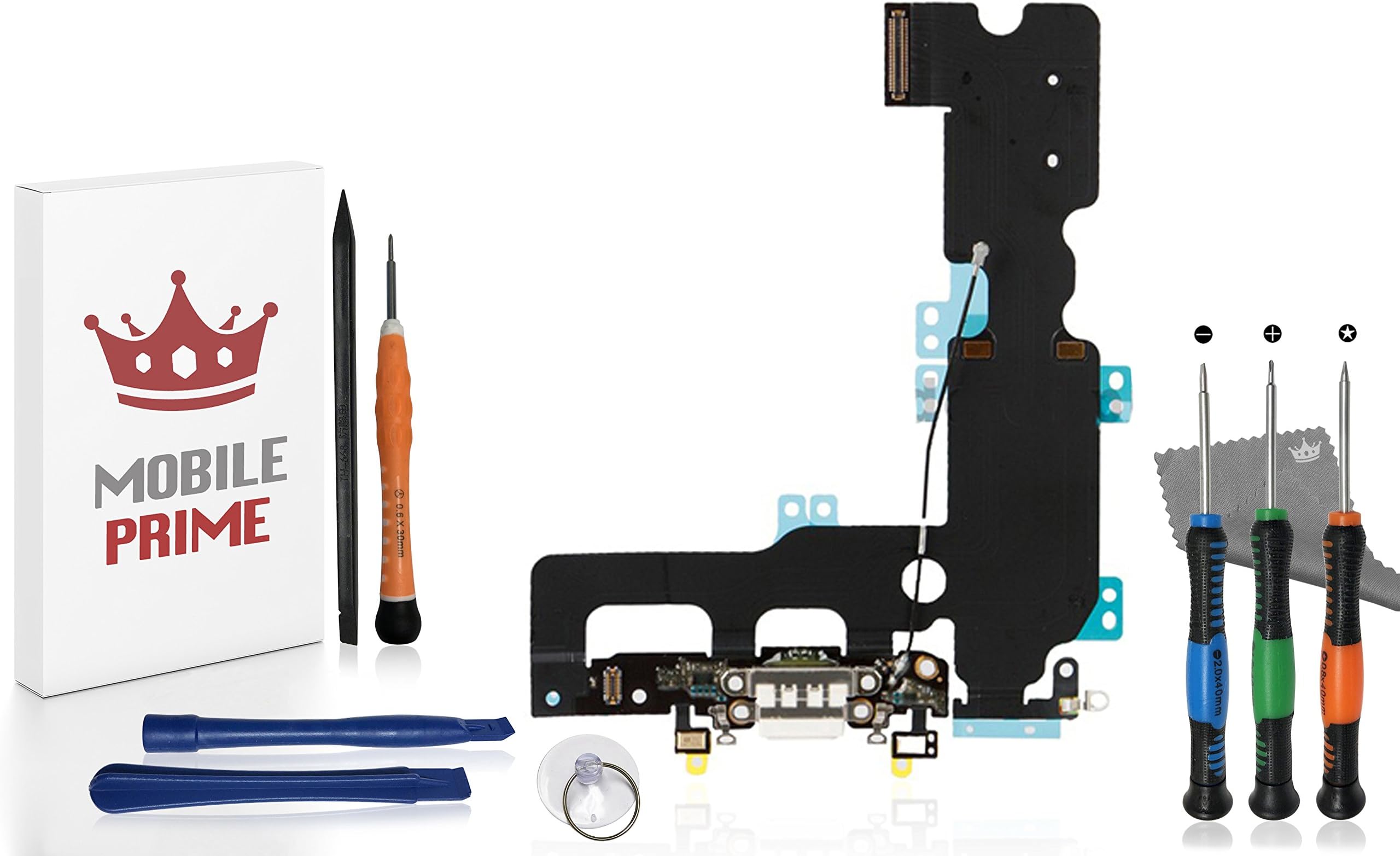 MobilePrime White Charging Port Replacement Kit Compatible for iPhone 7 Plus (A1661, A1784, A1785) Including Pro-Series Repair Tools