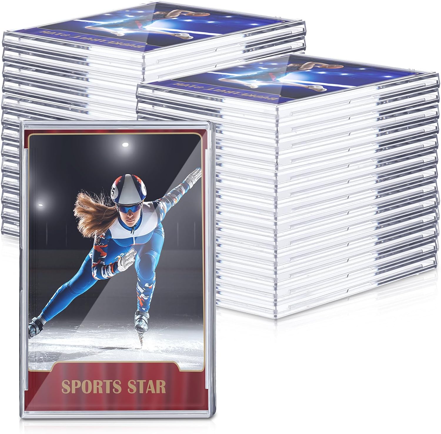 50 Pcs Trading Card Sleeve Case Hard Plastic Card Protector Sleeves Clear Brick for Standard Sports Baseball Cards Holder Collectibles
