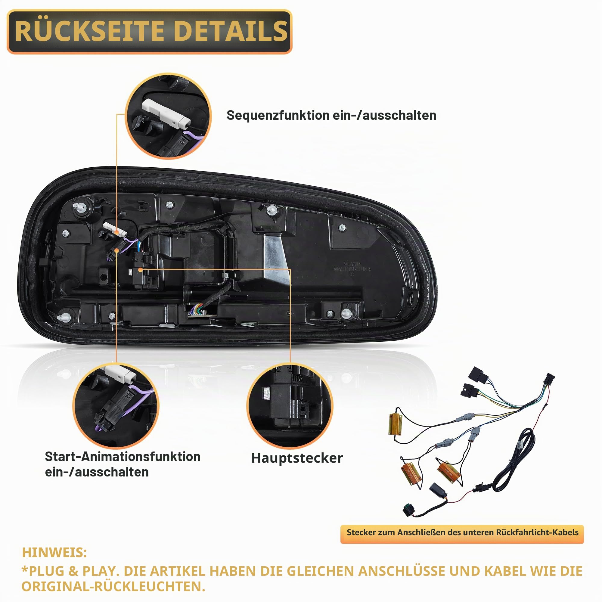 VLAND Rückleuchten Kompatibel für Mini Clubman F54 F54LCI One, Cooper, Cooper S/SD, JCW 2015-2023, Mit E-Prüfzeichen,1 Satz (Schwarz)