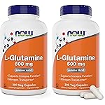 Now L-Glutamine 500mg 300 Veg Capsules (Pack of 2) - Non-GMO Supplement - Vegan Lglutamine 500 mg Caps