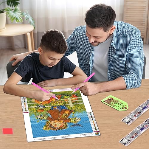 Miniatura 6 de RICUVED Arte de diamantes, kits de arte de diamantes de otoño para adultos, espantapájaros, diamantes, arte de gemas de bricolaje 5D, taladro