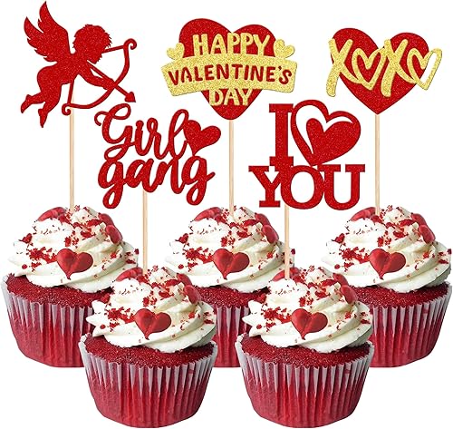 Vista 26 de Rsstarxi 1 paquete de decoración de pastel con purpurina para el día de San Valentín, labios de corazón, flecha de Cupido, para el día de San Diseño