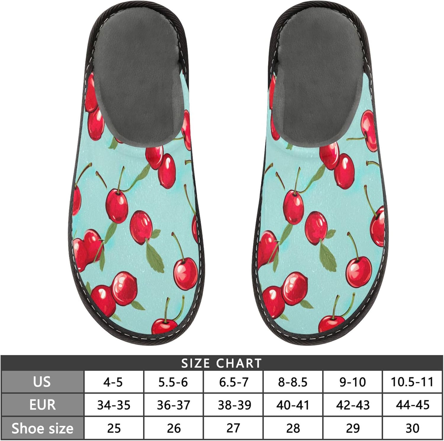 Cherry Fruit House Slippers – Cozy Fuzzy Slippers for Guests, Washable & Disposable, Perfect for Shoeless Home, Spa & Hotel Use A110299